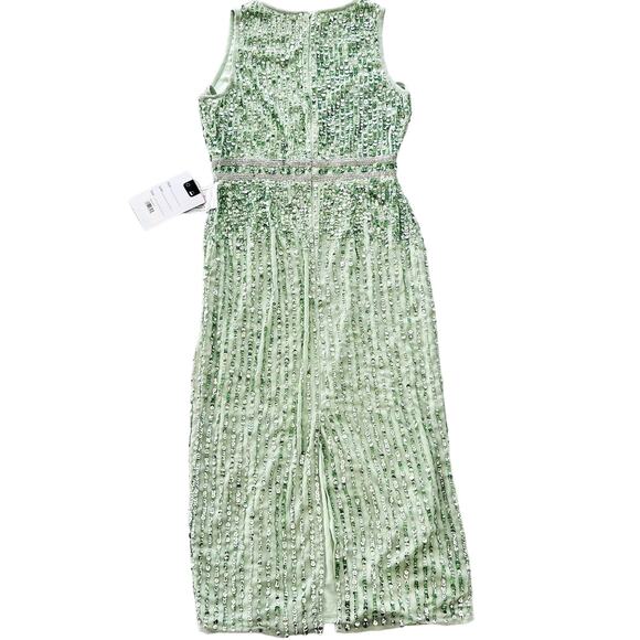 Mac Duggal Sage Green Full Bead Sequin Midi Dress Size 6 NEW #93606 Wedding Prom - Picture 4 of 13